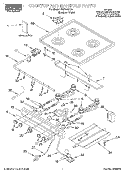 COOKTOP AND MANIFOLD, LITERATURE Diagram and Parts List for FGP245HQ0  Roper Range