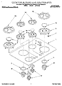 COOKTOP, BURNER AND GRATE Diagram and Parts List for KGCT365AAL2  KitchenAid Cooktop