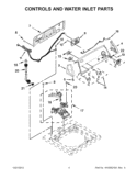 CONTROLS AND WATER INLET PARTS Diagram and Parts List for 7MWTW1501AW2  Whirlpool Washer