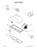 HOOD PARTS Diagram and Parts List for IXL5430BS0  Whirlpool Range Hood