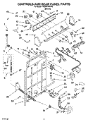 CONTROLS AND REAR PANEL PARTS Diagram and Parts List for 7MLSR7533JT6  Whirlpool Washer