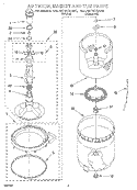 AGITATOR, BASKET AND TUB Diagram and Parts List for 3XLA87W72AW0  Whirlpool Washer