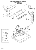 TOP AND CONSOLE PARTS Diagram and Parts List for YGEX9868JQ1  Whirlpool Dryer