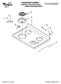 COOKTOP PARTS Diagram and Parts List for RF110AXST2  Whirlpool Range