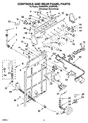 CONTROLS AND REAR PANEL PARTS Diagram and Parts List for LSQ9650PG1  Whirlpool Washer