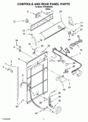 CONTROL AND REAR PANEL PARTS Diagram and Parts List for RTW4000SW3  Roper Washer