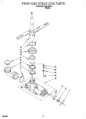 PUMP AND SPRAY ARM Diagram and Parts List for DU8150XX4  Whirlpool Dishwasher