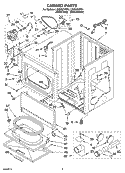 CABINET PARTS Diagram and Parts List for LGQ8621PW1  Whirlpool Dryer