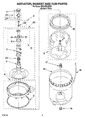 AGITATOR, BASKET AND TUB PARTS Diagram and Parts List for 7MRAS8244MQ1  Roper Washer