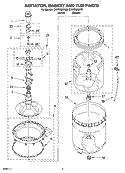 AGITATOR, BASKET AND TUB PARTS Diagram and Parts List for CAWS833RT0  Crosley Washer