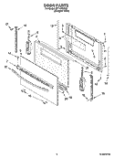 DOOR PARTS, OPTIONAL PARTS (NOT INCLUDED) Diagram and Parts List for SF111PXSQ2  Whirlpool Range