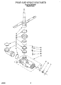 PUMP AND SPRAY ARM Diagram and Parts List for WU1000X8  Roper Dishwasher