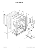 TUB PARTS Diagram and Parts List for WDF550SAAW0  Whirlpool Dishwasher