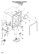 TUB ASSEMBLY Diagram and Parts List for DP940PWKM0  Whirlpool Dishwasher