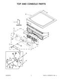 TOP AND CONSOLE PARTS Diagram and Parts List for WGD9371YW1  Whirlpool Dryer