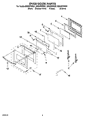 OVEN DOOR PARTS Diagram and Parts List for GBS307PRB01  Whirlpool Wall Oven