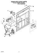 DOOR AND LATCH PARTS Diagram and Parts List for IUD8000RS4  Whirlpool Dishwasher