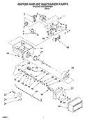 MOTOR AND ICE CONTAINER Diagram and Parts List for 6GD2SHQXKB01  Whirlpool Refrigerator