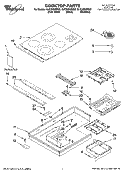 COOKTOP PARTS, OPTIONAL PARTS (NOT INCLUDED) Diagram and Parts List for GJC3055RB02  Whirlpool Cooktop