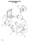 DISPENSER FRONT PARTS Diagram and Parts List for TS25CFXTQ01  Estate Refrigerator
