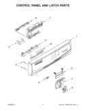 CONTROL PANEL AND LATCH PARTS Diagram and Parts List for WDF111PABW1  Whirlpool Dishwasher