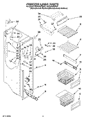 FREEZER LINER PARTS Diagram and Parts List for KSCS25MTMK01  KitchenAid Refrigerator