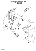 DISPENSER FRONT PARTS Diagram and Parts List for KSBP25INSS03  KitchenAid Refrigerator
