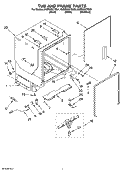 TUB AND FRAME PARTS Diagram and Parts List for KUDS03CTWH1  KitchenAid Dishwasher
