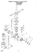 PUMP AND SPRAY ARM Diagram and Parts List for DU8000XB0  Whirlpool Dishwasher