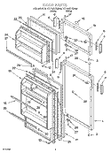 DOOR PARTS Diagram and Parts List for YRT14ZKXGW00  Roper Refrigerator