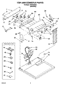 TOP AND CONSOLE PARTS Diagram and Parts List for WED5830SW0  Whirlpool Dryer