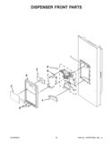 DISPENSER FRONT PARTS Diagram and Parts List for KFIS20XVWH8  KitchenAid Refrigerator