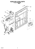 DOOR AND LATCH PARTS Diagram and Parts List for DUC600XTPQ3  Whirlpool Dishwasher