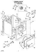 CABINET PARTS Diagram and Parts List for YREX4634KQ1  Roper Dryer