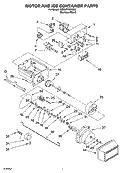 MOTOR AND ICE CONTAINER PARTS Diagram and Parts List for 3XES0FHGNS00  Whirlpool Refrigerator