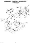 BURNER BOX, GAS VALVES, AND SWITCHES Diagram and Parts List for SCS3004LW01  Whirlpool Cooktop