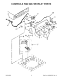 CONTROLS AND WATER INLET PARTS Diagram and Parts List for 7MWTW1606AW1  Whirlpool Washer