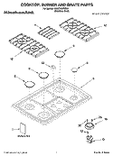 COOKTOP, BURNER AND GRATE PARTS Diagram and Parts List for KGCC706RSS01  KitchenAid Cooktop