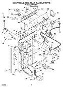 CONTROLS AND REAR PANEL PARTS Diagram and Parts List for LSR7133PQ2  Whirlpool Washer
