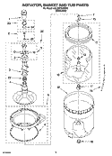 AGITATOR, BASKET AND TUB PARTS Diagram and Parts List for 6ALSR7244MW0  Whirlpool Washer