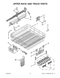 UPPER RACK AND TRACK PARTS Diagram and Parts List for KUDE50CXSS9  KitchenAid Dishwasher