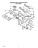 COOKTOP AND MANIFOLD Diagram and Parts List for SGP335XW1  Roper Range