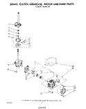 BRAKE, CLUTCH, GEARCASE, MOTOR AND PUMP Diagram and Parts List for LA6200XPW3  Whirlpool Washer
