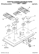 COOKTOP, BURNER AND GRATE PARTS Diagram and Parts List for KGCV566RMT00  KitchenAid Cooktop