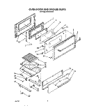 OVEN DOOR AND BROILER Diagram and Parts List for SE950PERW9  Whirlpool Range