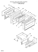 DOOR AND DRAWER Diagram and Parts List for SF387PEYN7  Whirlpool Range