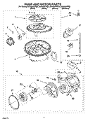 PUMP AND MOTOR PARTS Diagram and Parts List for DU1055XTPB0  Whirlpool Dishwasher