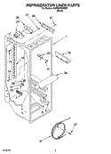 REFRIGERATOR LINER PARTS Diagram and Parts List for 6GD5SHQXKB01  Whirlpool Refrigerator