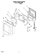 OVEN DOOR PARTS Diagram and Parts List for KEBC167MSS01  KitchenAid Wall Oven