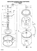 AGITATOR, BASKET AND TUB PARTS Diagram and Parts List for 7MLSE7534PT1  Whirlpool Washer